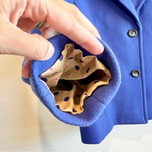 Talbots Pea Coat 6P Royal Blue Wool Blend Lined Italian Fabric Preppy Warm Chic - Picture 5 of 12
